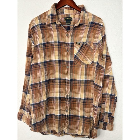 Stanley Other - Vtg Stanley Plaid Workwear Shirt Mens Size Large Brown Long Sleeve Button Front